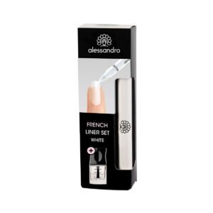 Комплект за френски маникюр Alessandro French Liner Set White в черно-бяла опаковка