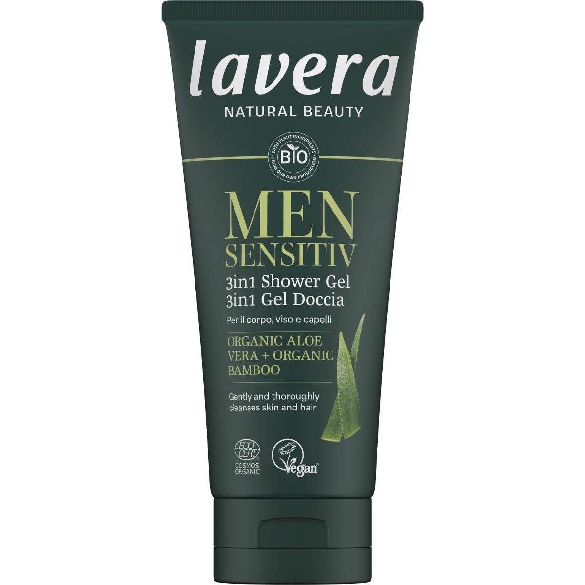 lavera Men Sensitiv витализиращ 3 в 1 душ-шампоан за коса, лице и тяло