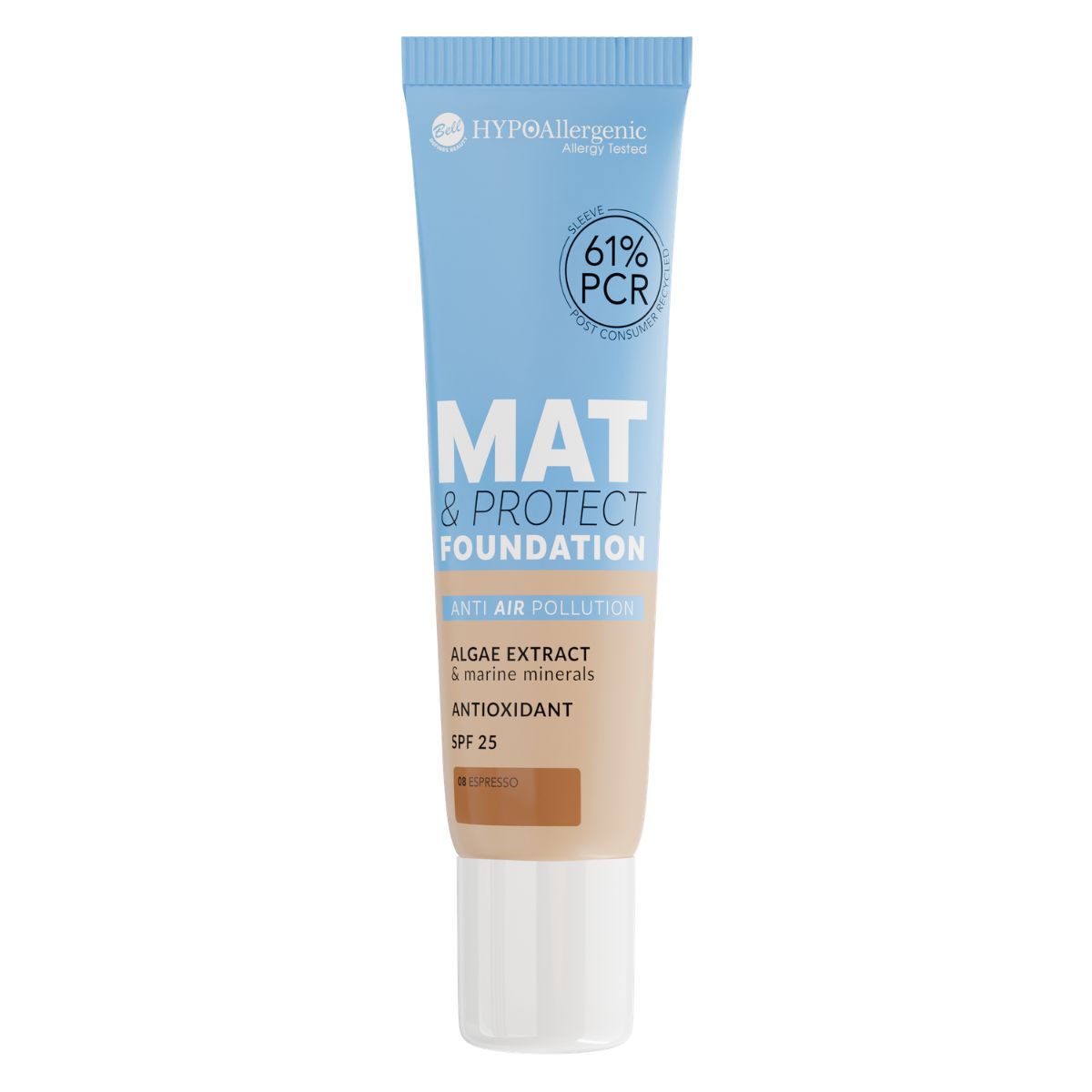 Bell HYPOAllergenic Фон дьо тен Mat&Protect SPF 25 08, ESPRESSO