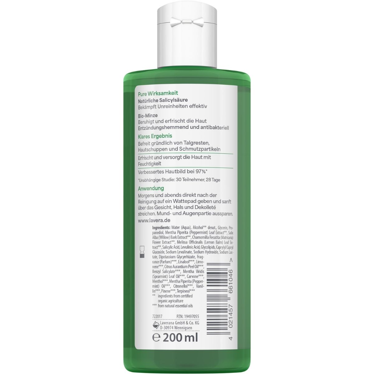 lavera Pure Beauty Почистващ тоник с мента 200 мл